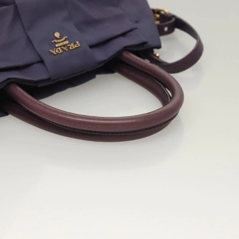 PRADA Hand Bag Nylon 2way Purple Gold Auth - Picture 6 of 16